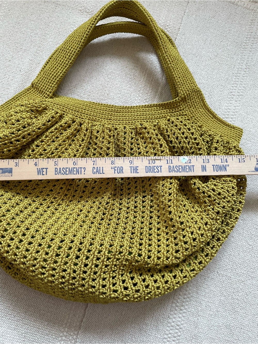 Women’s Crochet Knit Hobo Shoulder Bag Purse Chartreuse Green Boho Artsy - Picture 6 of 7